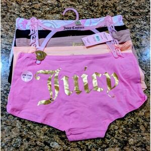 JUICY COUTURE INTIMATES 5 PACK BOYSHORTS PANTIES COTTON SPANDEX L